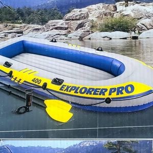 Intex Inflatable Explorer Pro 400 Four-person Boat With Four Oars